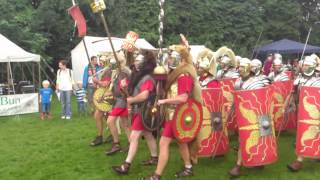 Roman Reenactment at the Amphitheatre in Caerleon Marching In [upl. by Eilujna609]