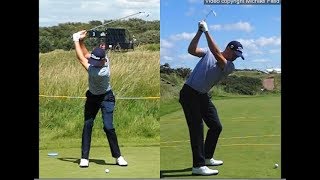 Justin Thomas golf swing  Long Iron faceon amp downtheline July 2017 [upl. by Thorin]