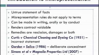 Misrepresentation Lecture 1 of 4 [upl. by Billmyre676]